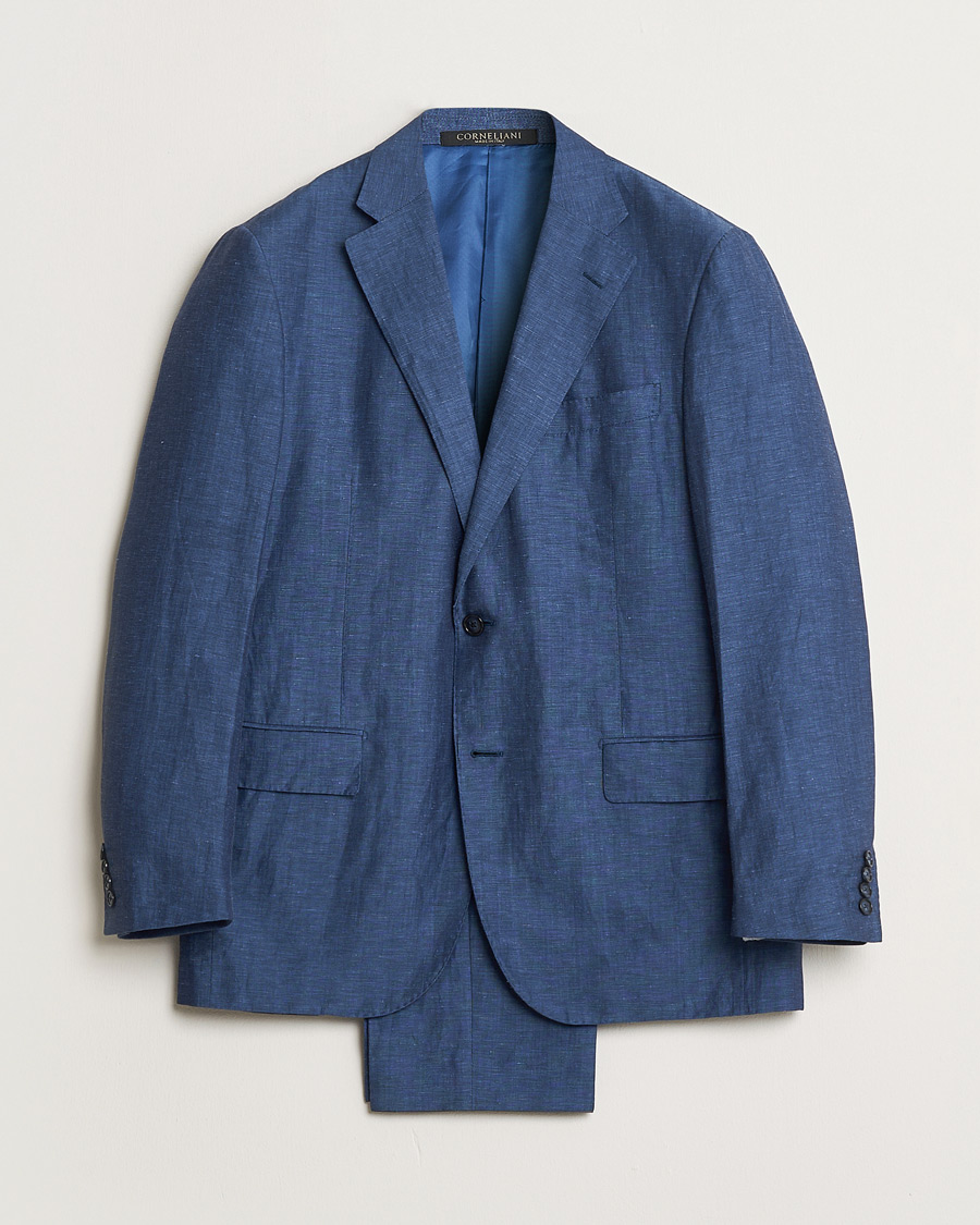Herre | Pre-owned Jakkesæt | Pre-owned | Corneliani Linen/Wool Blend Suit Blue 52