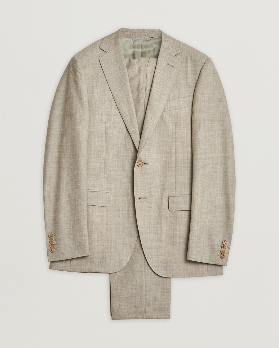 Herre | Pre-owned Jakkesæt | Pre-owned | Canali Wool Suit Beige Melange 48