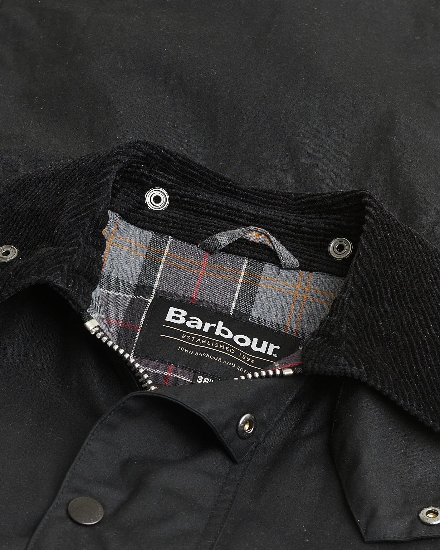 Herre | Pre-owned Jakker | Pre-owned | Barbour Heritage Modfied Exmoore Wax Coat Black UK38 - EU48