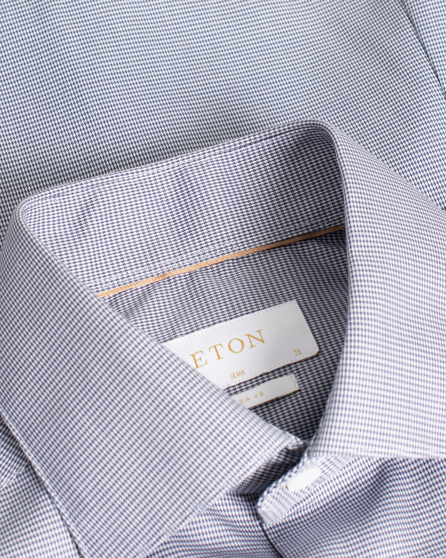 Herre | Pre-owned Skjorter | Pre-owned | Eton Giza 45 Houndtooth Shirt Grey/White 38 - S