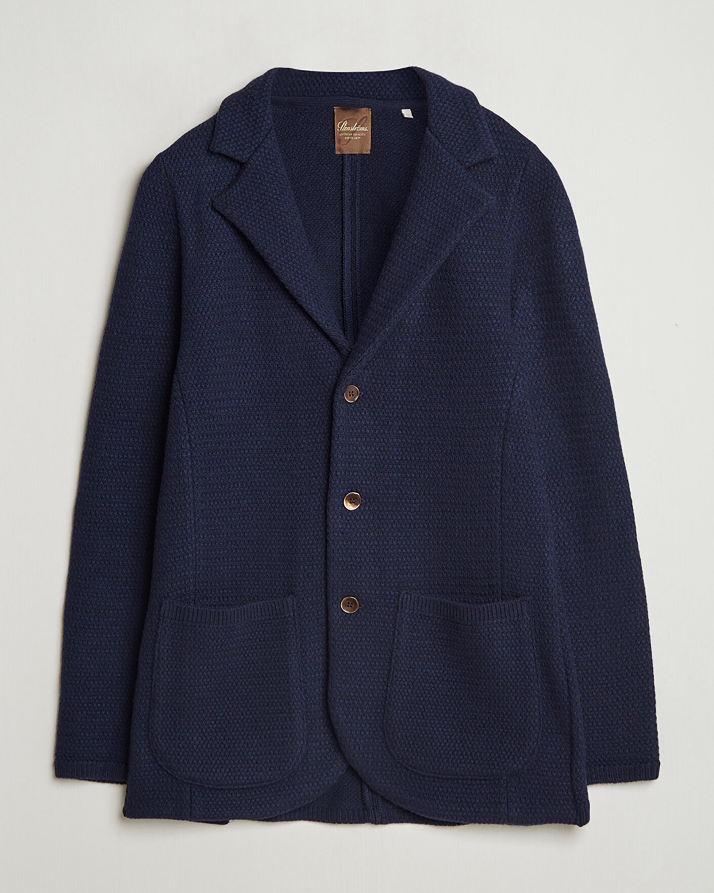 Herre | Pre-owned Blazere | Pre-owned | Stenströms Knitted Textured Merino Wool Blazer Navy M