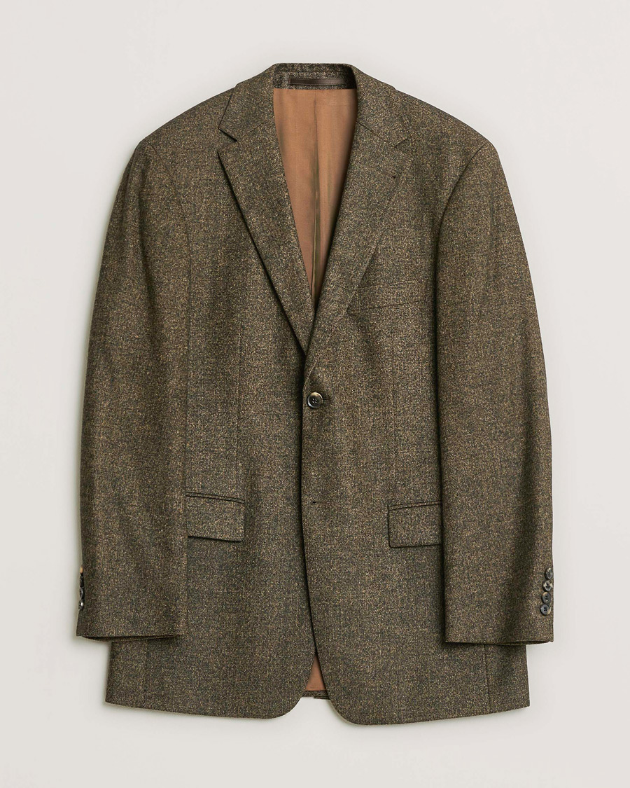 Herre | Pre-owned Blazere | Pre-owned | BOSS Vintage Wool Herringbone Blazer Brown 48