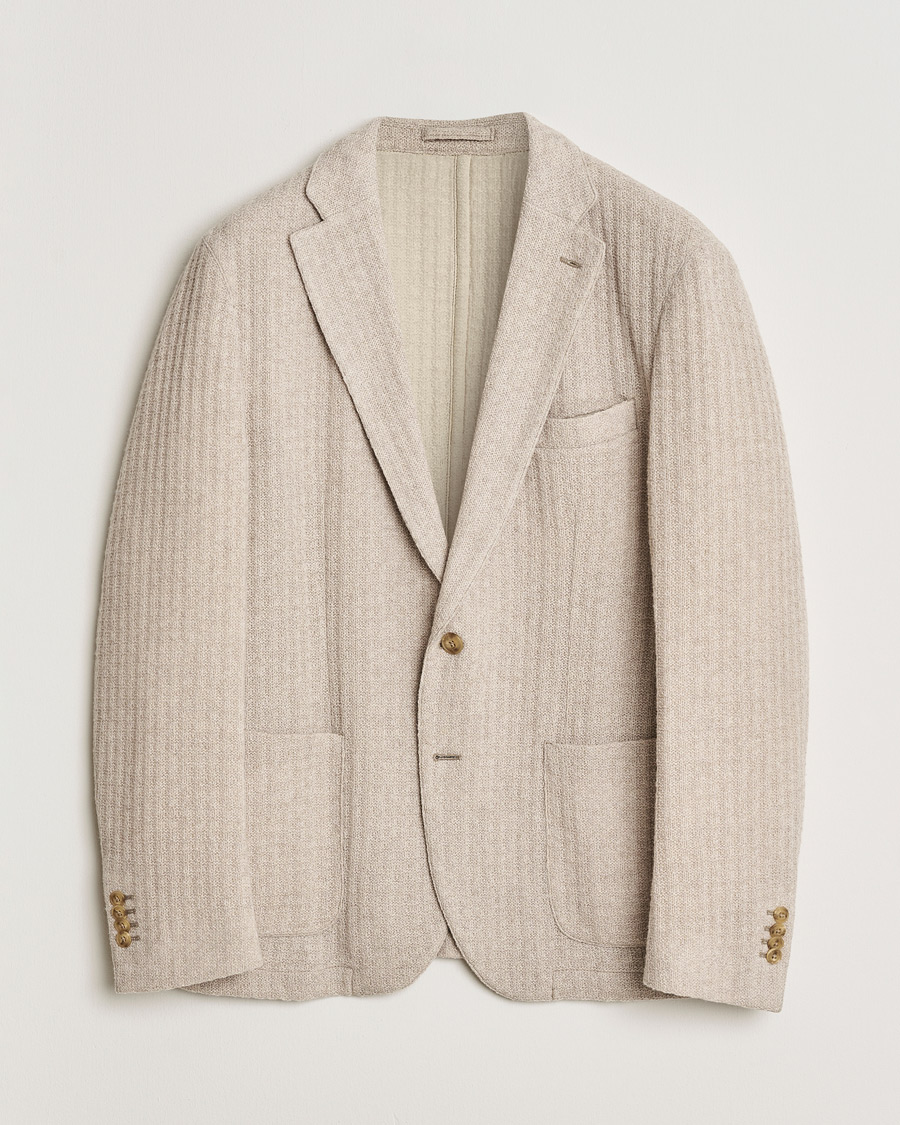 Herre | Pre-owned Blazere | Pre-owned | L.B.M. 1911 Knitted Punto Wool Structure Blazer Camel 54
