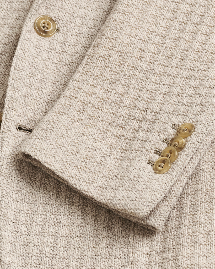 Herre | Pre-owned Blazere | Pre-owned | L.B.M. 1911 Knitted Punto Wool Structure Blazer Camel 54