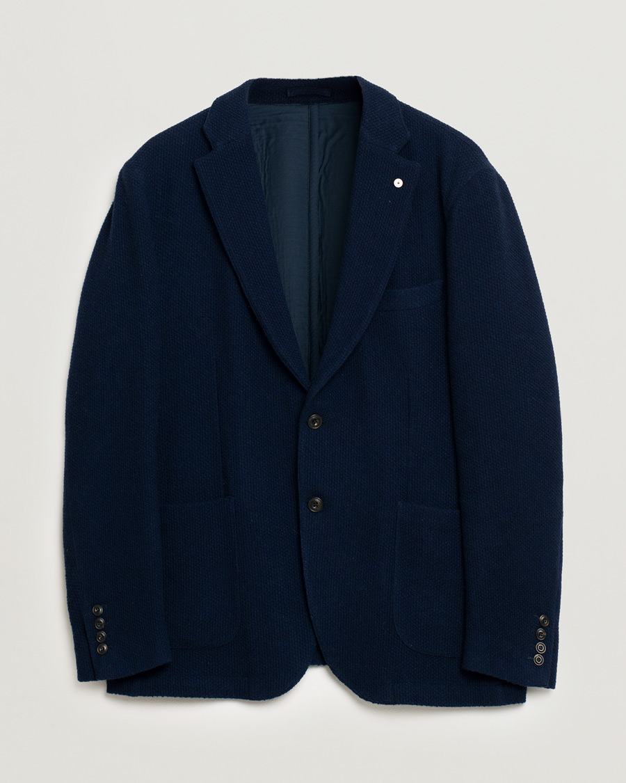 Herre | Blazere & jakker | Pre-owned | L.B.M. 1911 Knitted Punto Wool Structure Blazer Navy