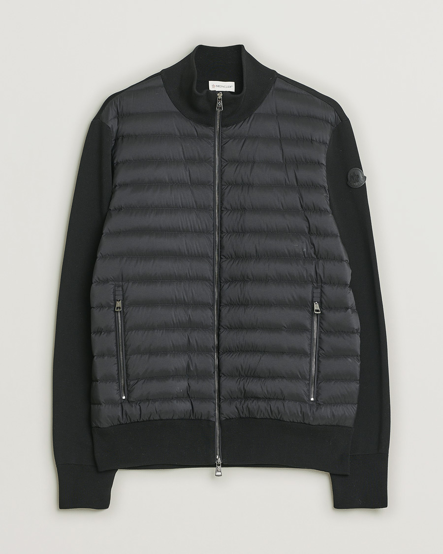 Herre | Moncler Hybrid Zip Cardigan Black | Pre-owned | Moncler Hybrid Zip Cardigan Black