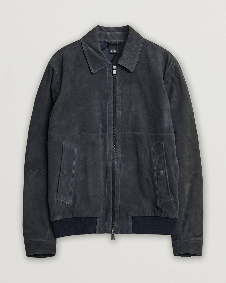 Herre | Pre-owned Jakker | Pre-owned | BOSS Malbano Suede Jacket Blue Grey 48