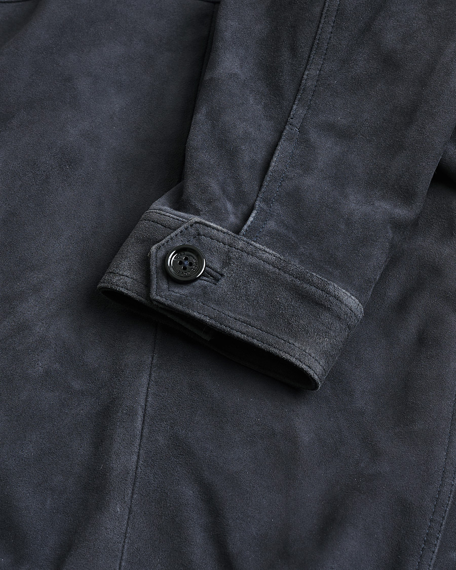 Herre | Pre-owned Jakker | Pre-owned | BOSS Malbano Suede Jacket Blue Grey 48