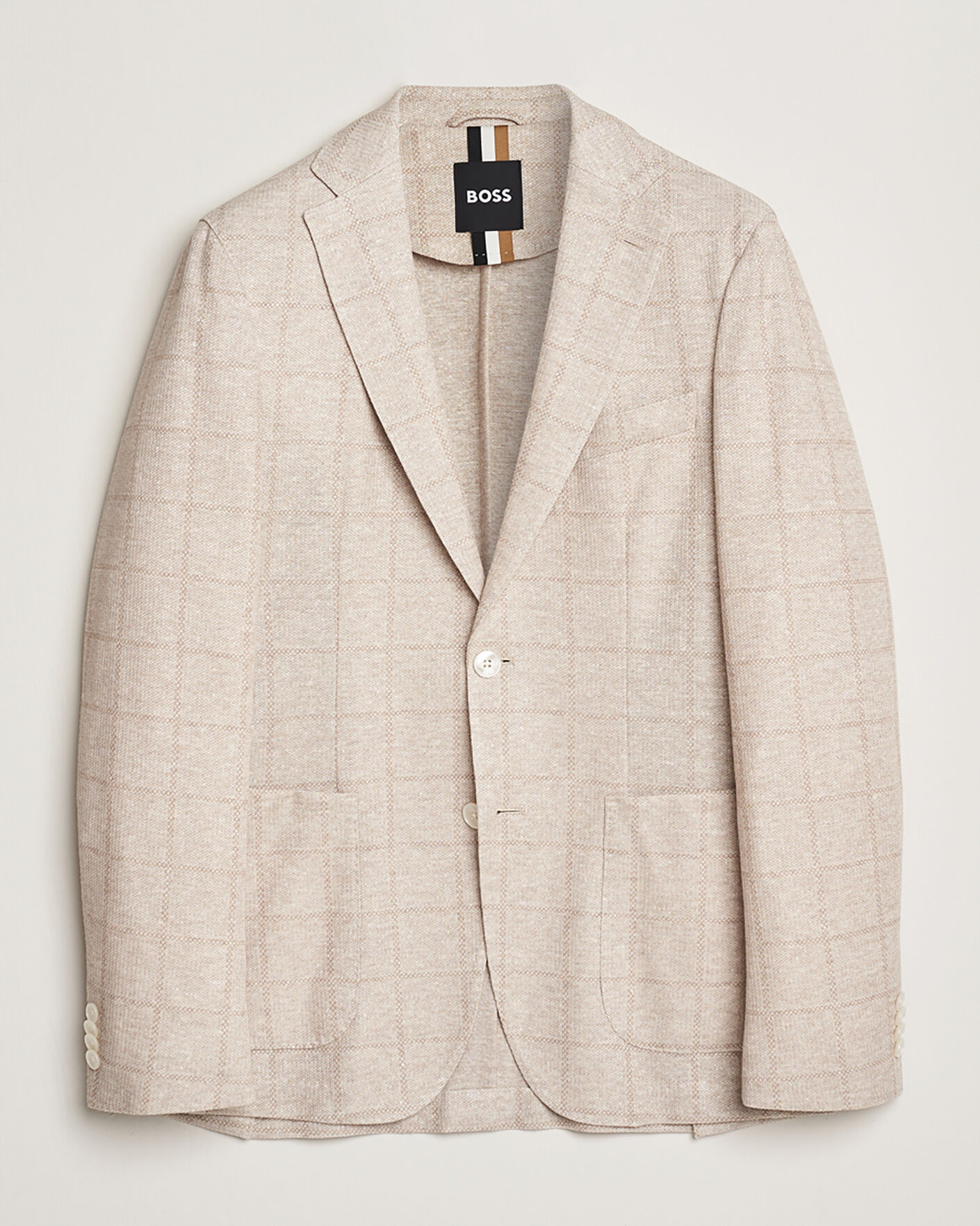 Herre | Pre-owned Blazere | Pre-owned | BOSS BLACK Hanry Checked Jersey Patch Pocket Blazer Beige 50