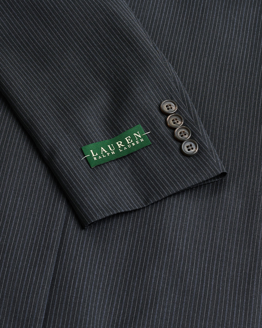 Herre | Pre-owned Jakkesæt | Pre-owned | Ralph Lauren Double Breasted Striped Wool Suit Dark Grey 46