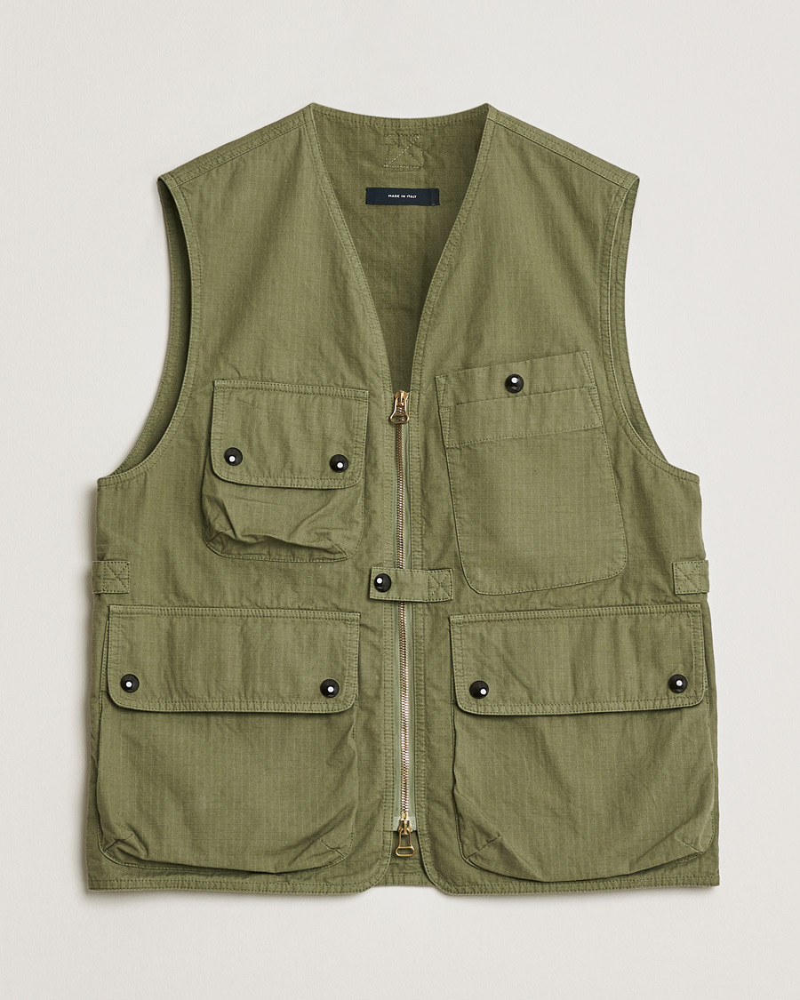 Herre | Pre-owned Jakker | Pre-owned | Drake's Ripstop Utility Cotton Vest Green UK36 - EU46