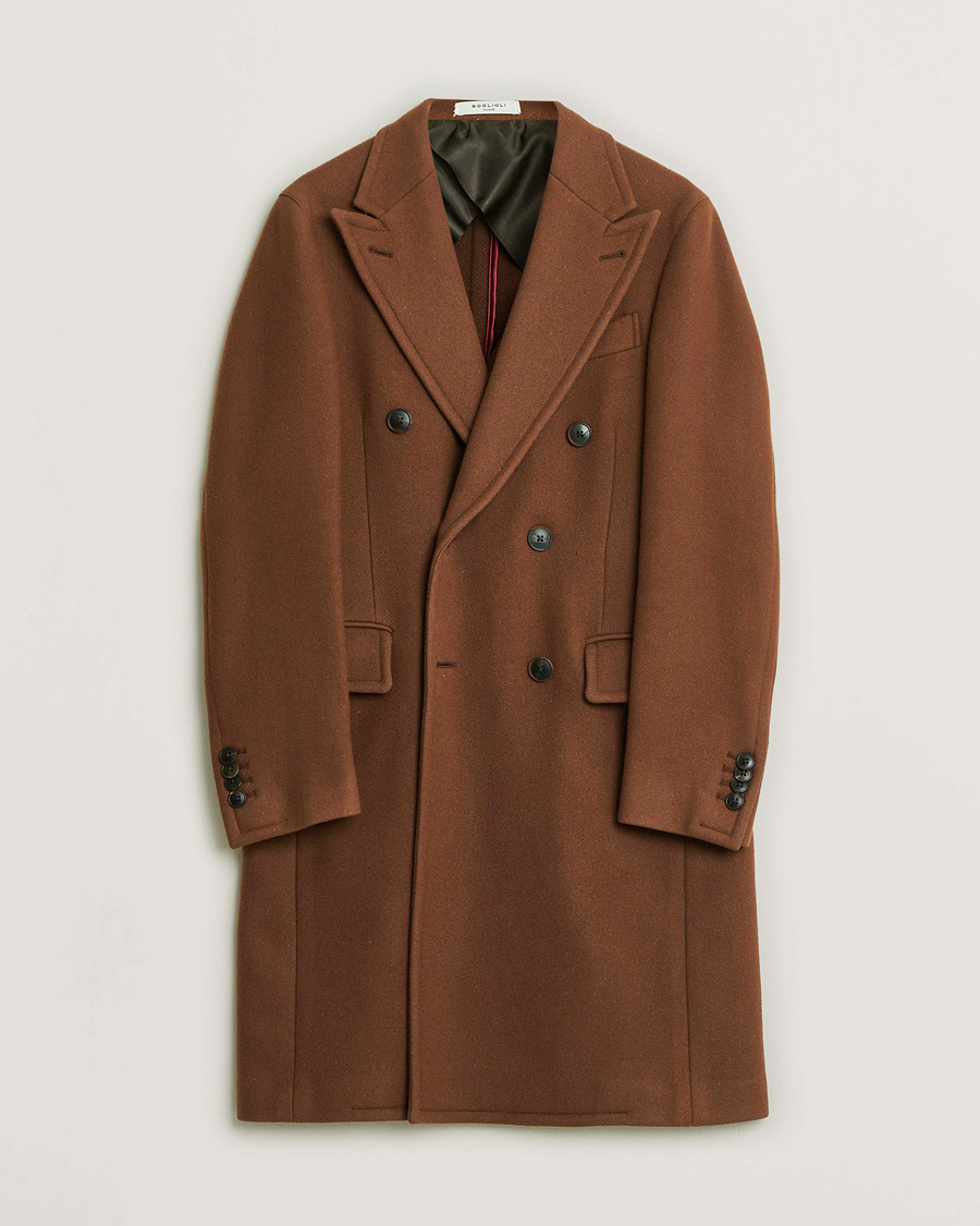 Herre | Pre-owned Jakker | Pre-owned | Boglioli Double Breasted Wool Coat Rust Brown 46