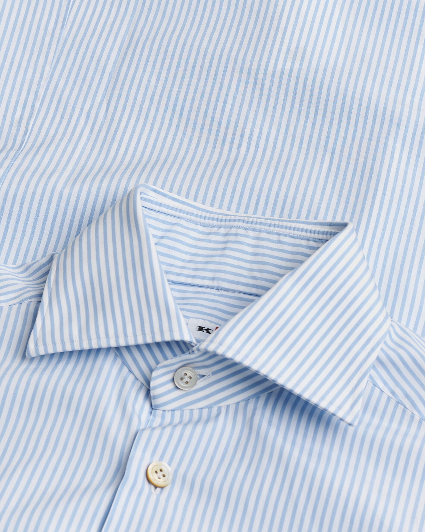 Herre | Pre-owned Skjorter | Pre-owned | Kiton Cotton Dress Shirt Light Blue Stripe 38 - S