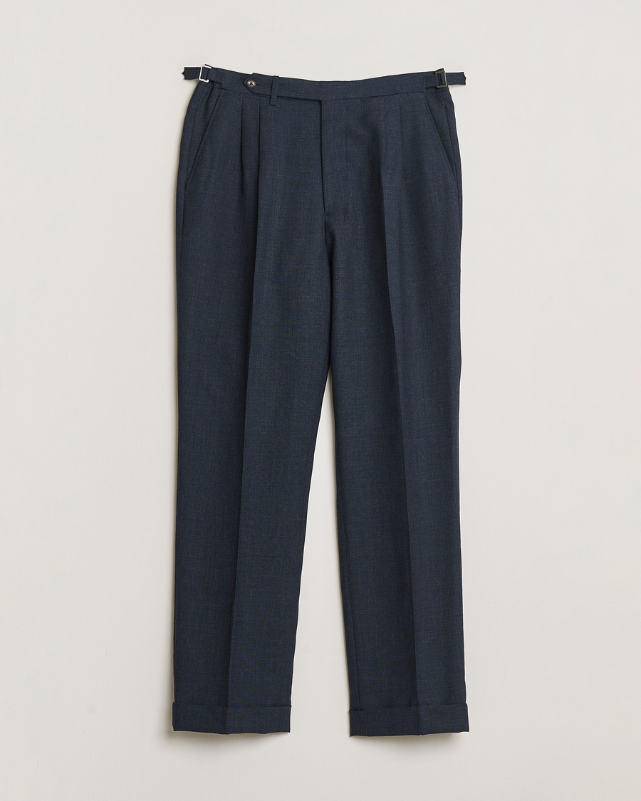 Herre | Pre-owned Bukser | Pre-owned | Berg&Berg High Waisted Double Pleated Wool Trousers Blue 52