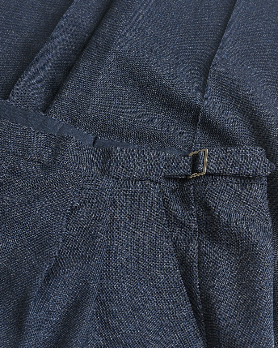 Herre | Pre-owned Bukser | Pre-owned | Berg&Berg High Waisted Double Pleated Wool Trousers Blue 52