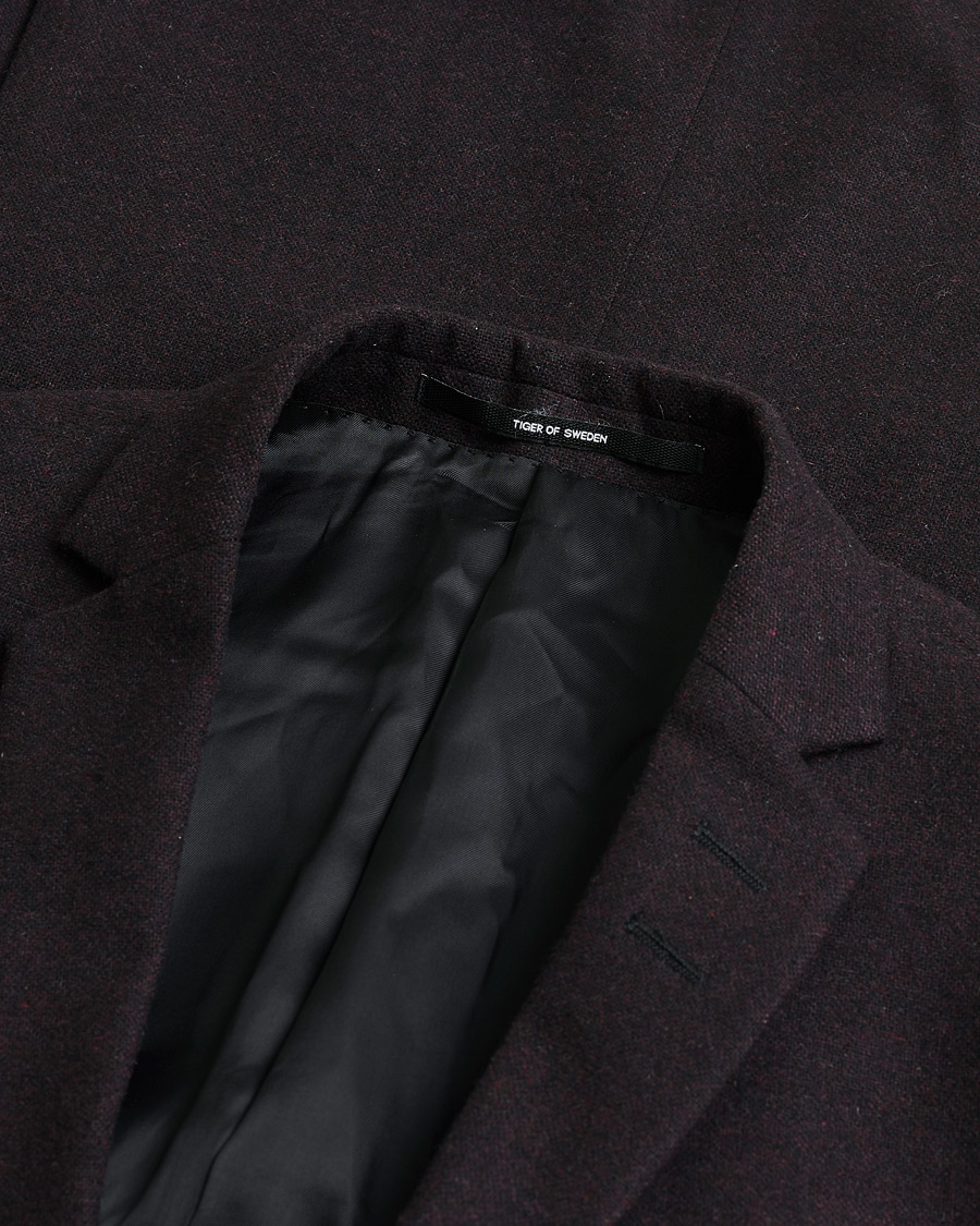 Herre | Pre-owned Blazere | Pre-owned | Tiger of Sweden Flannel Wool Blazer Burgundy 48