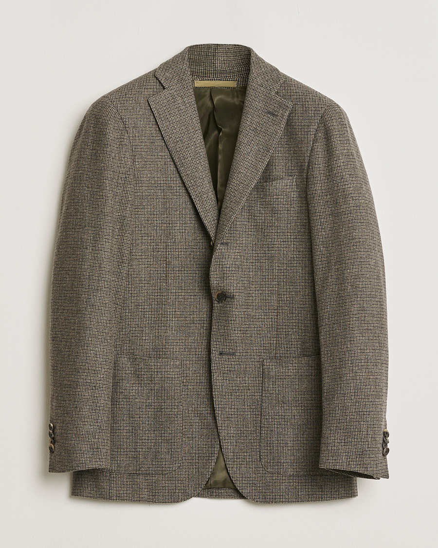 Herre | Pre-owned Blazere | Pre-owned | Caruso Wool Houndstooth Blazer Brown 46