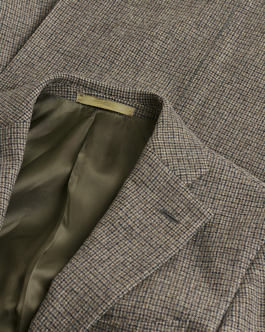 Herre | Pre-owned Blazere | Pre-owned | Caruso Wool Houndstooth Blazer Brown 46