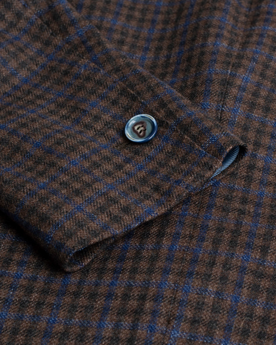 Herr |  | Pre-owned | Gabo Naopli Checked Wool Blazer Brown/Blue 52